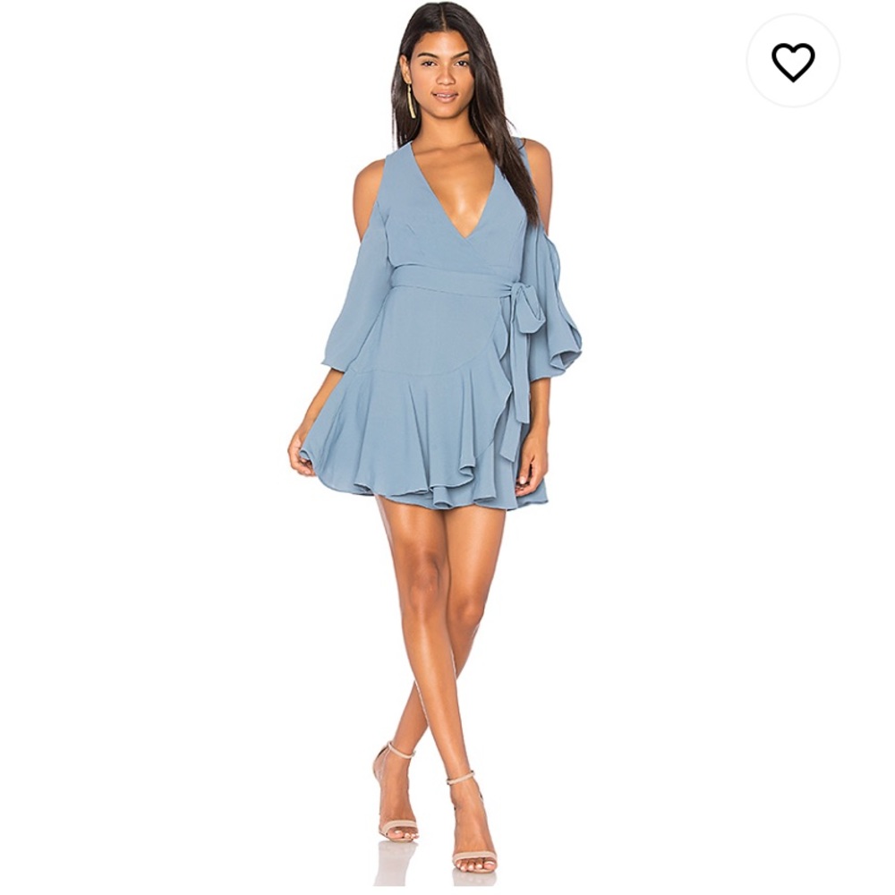 Finders Keepers Patience Wrap Dress in Washed Blue